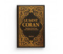 Le Saint Coran noir doré Couverture Daim - Pages Arc-En-Ciel (Français-Arabe-Phonétique)