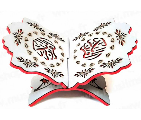 Porte-livre sacré - Couleur blanche - Support du Coran - 100% bois - Modèle  Al-Baida