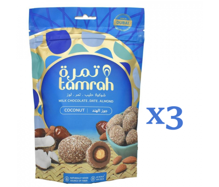 Tamrah - Dattes aux amandes enrobées de Chocolat coco - 100gr