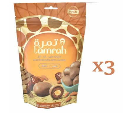 3 Paquets de Dattes aux amandes enrobées de Chocolat au lait - Tamrah