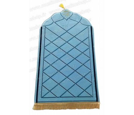 Tapis de Luxe épais antidérapant et confortable en forme de mosquée (Mihrab) - Grande taille - Bleu Clair