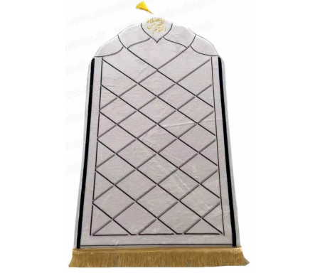 Tapis de Luxe épais antidérapant et confortable en forme de mosquée (Mihrab) - Grande taille - Beige