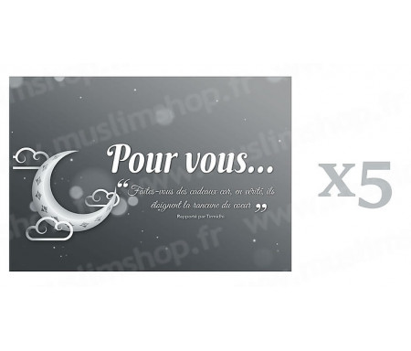 Lot 5 x Carte de vœux à offrir pour accompagner vos Cadeaux - Gris Argenté