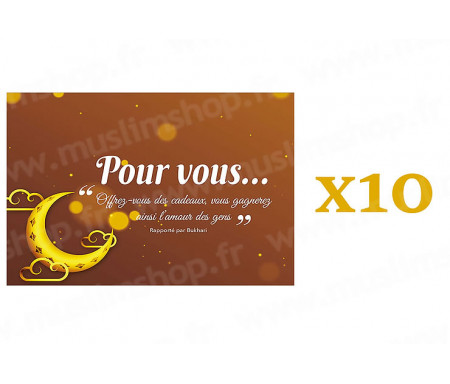 Lot 10 x Carte de vœux à offrir pour accompagner vos Cadeaux - Marron Dorée