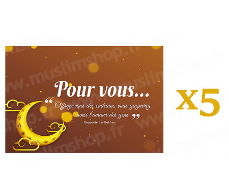 Lot 5 x Carte de vœux à offrir pour accompagner vos Cadeaux - Marron Dorée