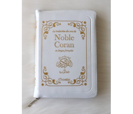 Le Noble Coran en français - La traduction des sens en langue française (Fermeture zip) - Couleur blanc