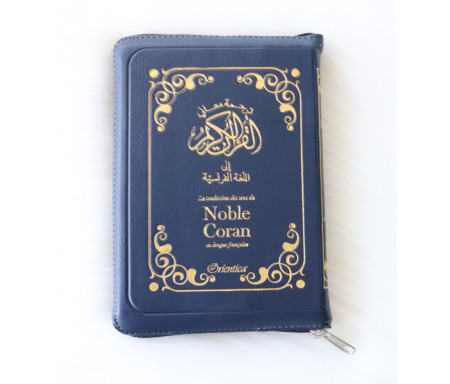 Le Noble Coran en français - La traduction des sens en langue française (Fermeture zip) - Bleu marine