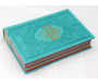 Le Noble Coran avec pages en couleur Arc-en-ciel (Rainbow) - Bilingue (français/arabe) - Couverture Cuir de couleur Vert-bleu doré