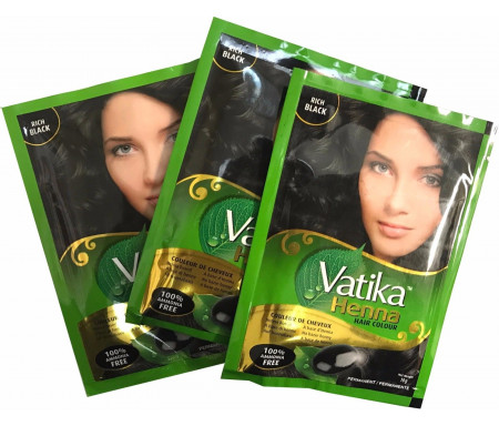 Henné Noir pour Coloration des Cheveux "Rich Black" sans Ammoniaque (3 sachets x 10gr) - Vatika