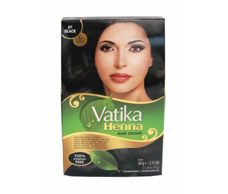 Henné Noir pour Coloration des Cheveux "Jet Black" sans Ammoniaque (3 sachets x 10gr) - Vatika