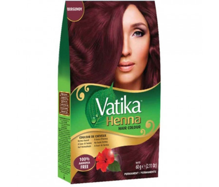 Henné Burgundy (Bordeaux) pour Coloration des Cheveux "Burdundy" sans Ammoniaque (3 sachets x 10gr) - Vatika