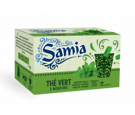 The vert aux 3 Menthes Douce Poivrée Pomme aromatisé (20 sachets)