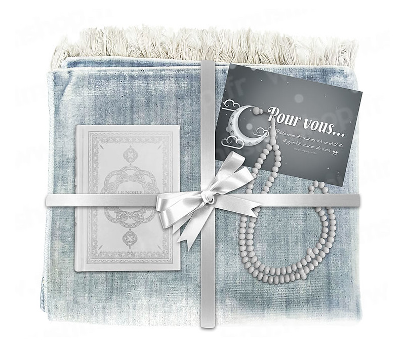 Pack cadeau : Tapis de prière + Sebha (Chapelet musulman) + Le Noble Coran  avec traduction fr 