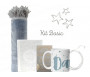 Coffret Pack Cadeau "Kit Basic" Gris d'Orage : Tapis de Prière Velours / Chapelet / Coran arabe-français avec couverture cuir + Tasse personnalisée