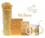 Coffret Pack Cadeau "Kit Basic" Jaune Doré : Tapis de Prière Velours / Chapelet / Coran arabe-français avec couverture cuir + Tasse personnalisée