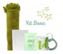 Coffret Pack Cadeau "Kit Basic" Vert Kiwi : Tapis de Prière Velours / Chapelet / Coran arabe-français avec couverture cuir + Tasse personnalisée