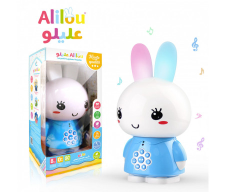 Alilou Le petit Lapinou Mouslim - Jouet / Veilleuse Ludo-éducatif pour enfants musulmans - Bleu