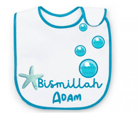 Grand Bavoir "Bismillah" Bleu Océan avec Douas 