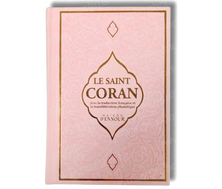 Le saint Coran Rose Clair avec la traduction Française et la Translittération Phonétique - Version Poche