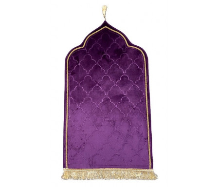 Tapis de prière de luxe doré pour adulte sous forme de mosquée (Mihrab) - Couleur violet