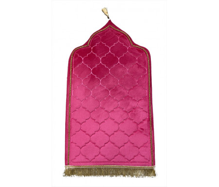 Tapis de prière de luxe doré pour adulte sous forme de mosquée (Mihrab) - Couleur rose