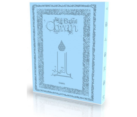 Le Coran - Traduit et annoté par Abdallah Penot - Couverture Daim Souple et bordure dorée - Coloris Bleu Ciel