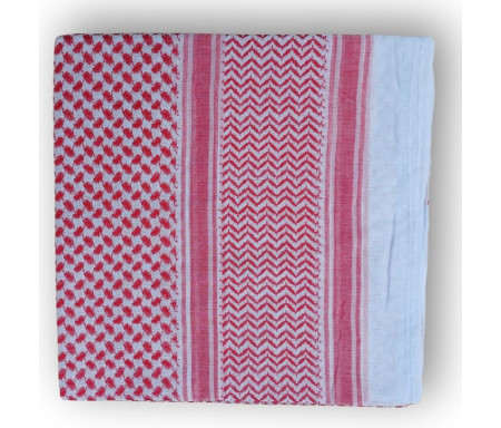Grand foulard Palestinien (Keffieh) de Qualité - couleur Rouge et Blanc