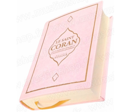 Le Saint Coran Format de poche (Arabe, français et phonétique) - Coloris Doré Rose Clair