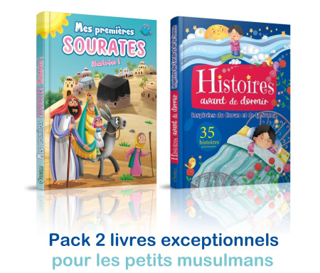 Pack deux livres : Mes Premières Sourates illustrées + Histoires avant de dormir inspirées du Coran et de la Sunna (35 histoires passionnantes)
