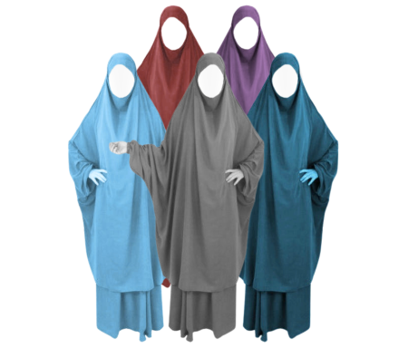 Pack 5 Khimar Jilbab Adulte 2 pièces - Cape + Jupe évasée - Taille 1 (de 1m70 à 1m80)