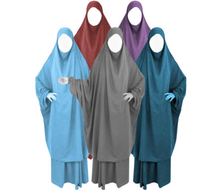 Pack 5 Khimar Jilbab Adulte 2 pièces - Cape + Jupe évasée - Taille 2 (de 1m70 à 1m80)