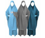 Pack Lilas : 3 Jilbab Jupe Al Haya avec Manchettes - 2 pièces pour femme musulmane en Taille 2 (de 1m70 à 1m80)