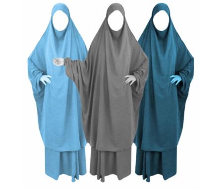 Pack Lilas : 3 Jilbab Jupe Al Haya avec Manchettes - 2 pièces pour femme musulmane en Taille 2 (de 1m70 à 1m80)