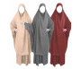 Pack Pivoine : 3 Jilbab Jupe Al Haya avec Manchettes - 2 pièces pour femme musulmane en Taille 2 (de 1m70 à 1m80)