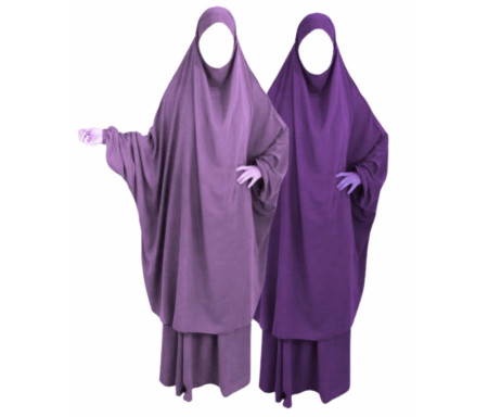 Pack Duo Tulipe : 2 Jilbab Jupe Al Haya avec Manchettes - 2 pièces pour femme musulmane en Taille 2 (de 1m70 à 1m80)