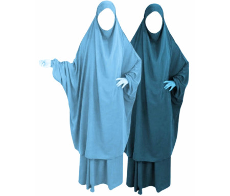 Pack Duo Lilas : 2 Jilbab Jupe Al Haya avec Manchettes - 2 pièces pour femme musulmane en Taille 1 (de 1m60 à 1m70)