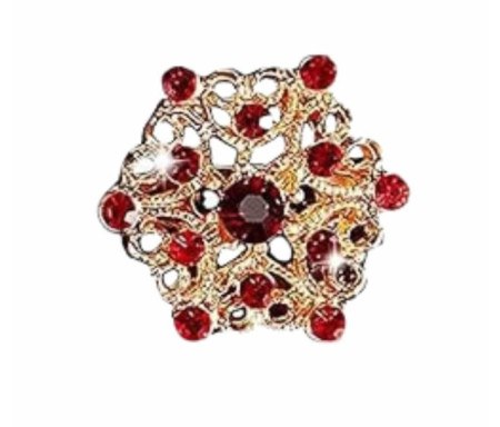 Broche Fleur Strass : Alliage Élégant & Léger - Rouge