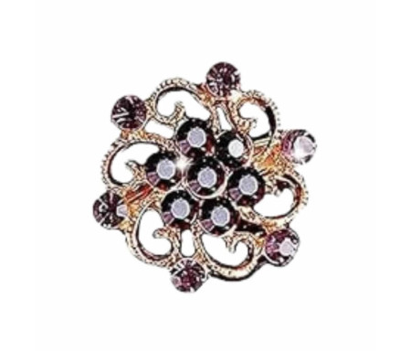 Broche Fleur Strass : Alliage Élégant & Léger - Violet