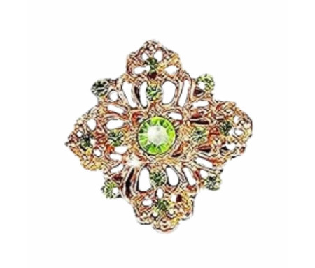 Broche Fleur Strass : Alliage Élégant & Léger - Vert