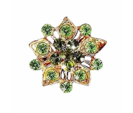 Broche Fleur Strass : Alliage Élégant & Léger - Vert