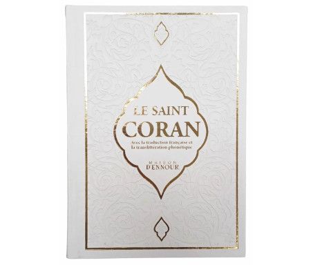 Le Saint Coran : Arabe, française et phonétique - Grand format - Couverture daim Blanc