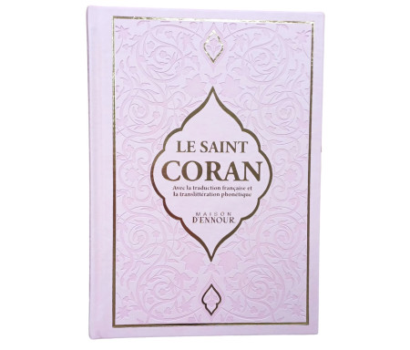 Le Noble Coran, La traduction en Langue Française et la Phonétique (Grand Format / Couverture Daim) - Rose Clair
