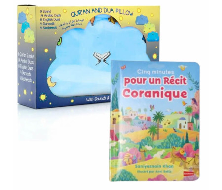 Pack : Histoires pour dormir et mon Coussin Nuage Qur'an et Dou'a - Version Bleu