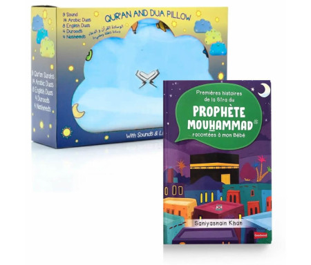 Pack : Premières histoires de la Sîra et mon Coussin Nuage Qur'an et Dou'a - Version Bleu