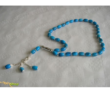 Chapelet (Tasbih) Marbré Turquoise à 33 Grains