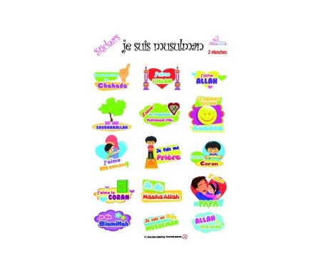 Deux planches de stickers "Je suis Musulman" - Rappels et invocations