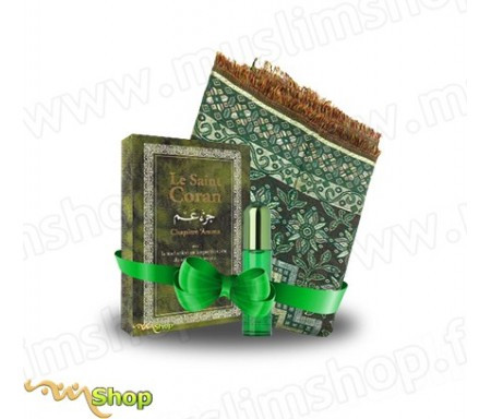 Pack "Vert" Tapis, Parfum "Colour Me" et Coran Chapitre 'Amma