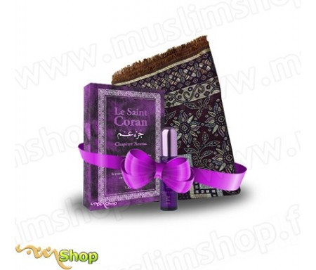 Pack "Violet" Tapis, Parfum "Colour Me" et Coran Chapitre 'Amma