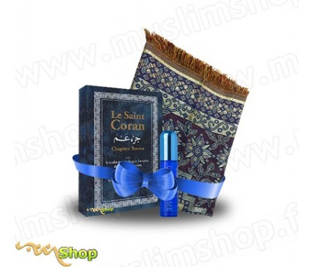 Pack "Bleu" Tapis, Parfum "Colour Me" et Coran Chapitre 'Amma