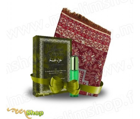 Pack Tapis "Rouge", Parfum Vert "Colour Me" et Coran Chapitre 'Amma Vert